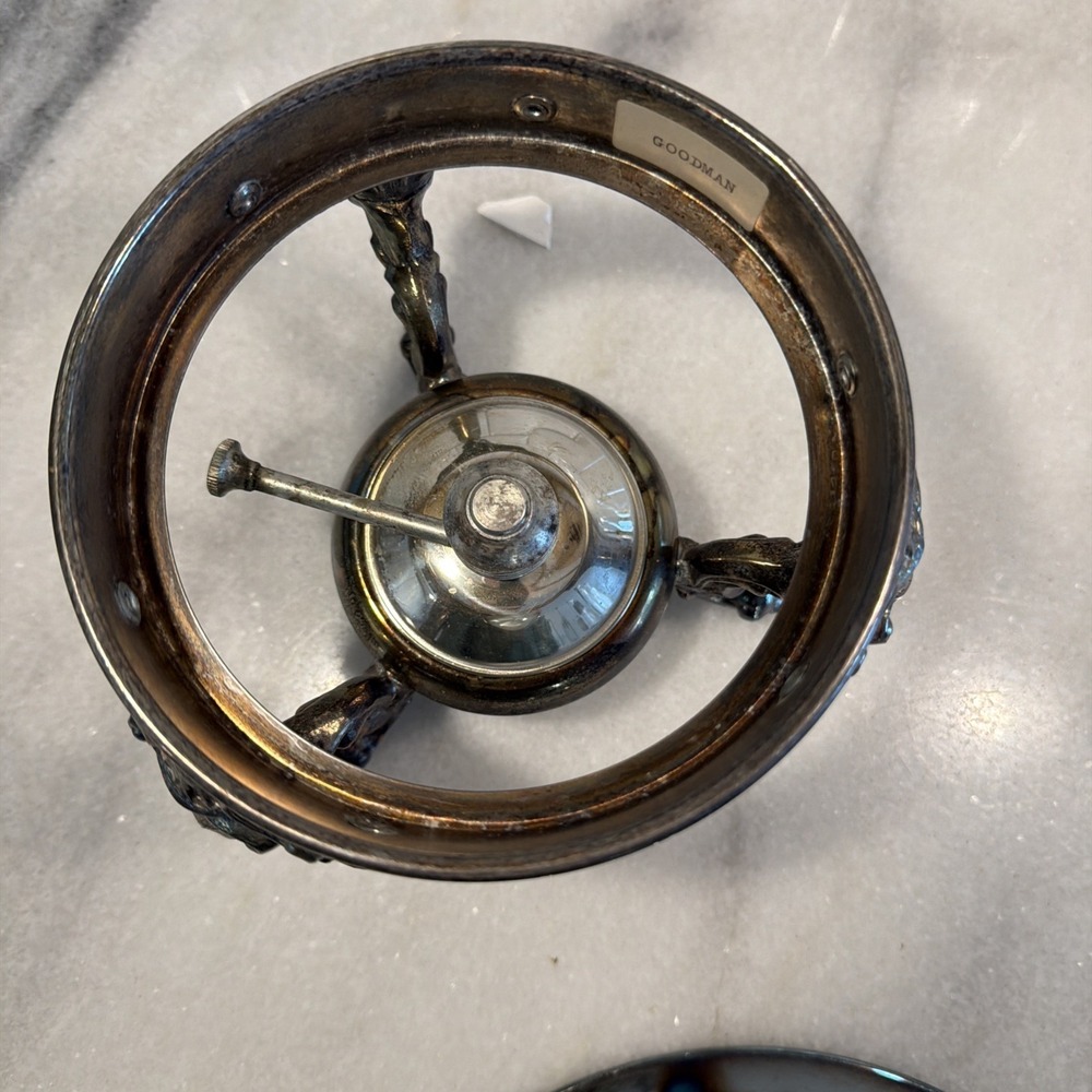 Vtg. Silverplate Covered Chaffing Dish w/ Stand, Burner OLA007 - Picture 10 of 15